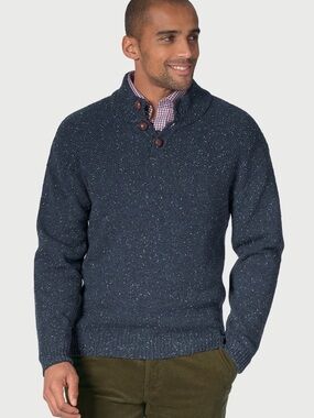 Eddie Bauer Navy Speckled Shawl-Collar Sweater- vintage